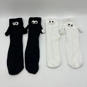 4 Pairs Holding-Hands Socks,Magnetic Socks, Couple Socks, Funny & Cute